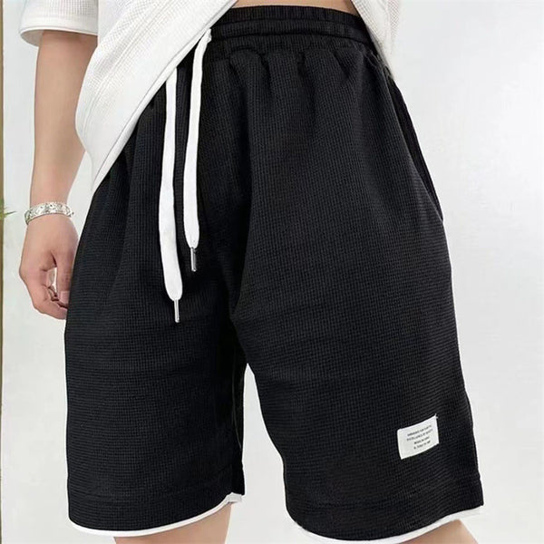 New Men's Five-point Pants, Popular Waffle Color Contrast Shorts, Men's Tide Brand Sports Casual Pants