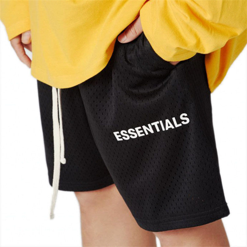 Muscle Sports Fitness Double Line Mesh Drawstring Alphabet Five-point Pants Men's Shorts