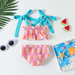 Sling Tie Girls Swimsuit Two Piece Bikini