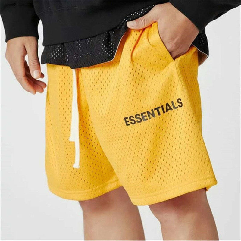 Muscle Sports Fitness Double Line Mesh Drawstring Alphabet Five-point Pants Men's Shorts