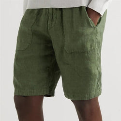 Non-Stretch Loose Fit Linen Straight Shorts Men's Casual Bottoms