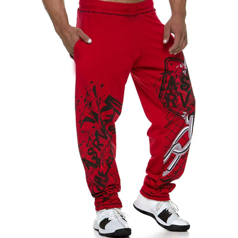 Summer Men's Casual Loose Plus Size Solid Color Printed Straight Sweatpants