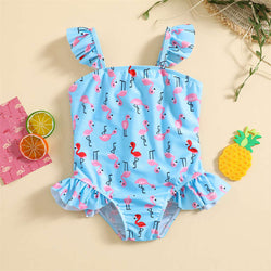 Cute Flamingo Print Strappy One-piece Swimsuit