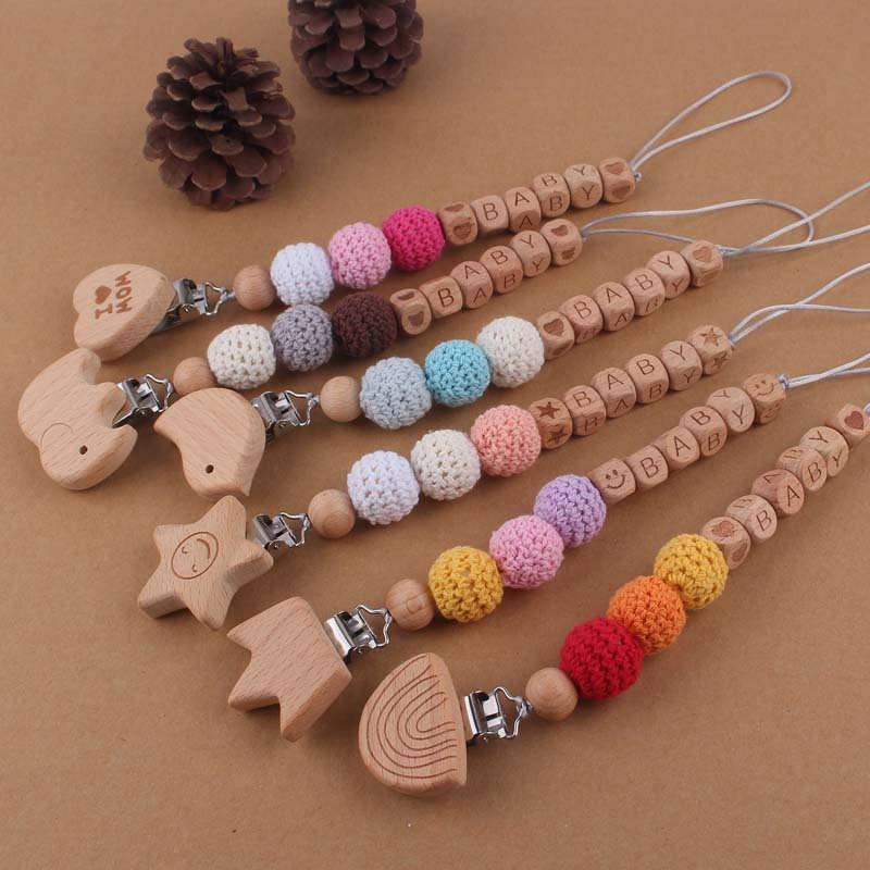 Baby DIY Big Yarn Ball Color Biting Pacifier Chain