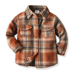 Brown Plaid Brushed Shirt Jacket