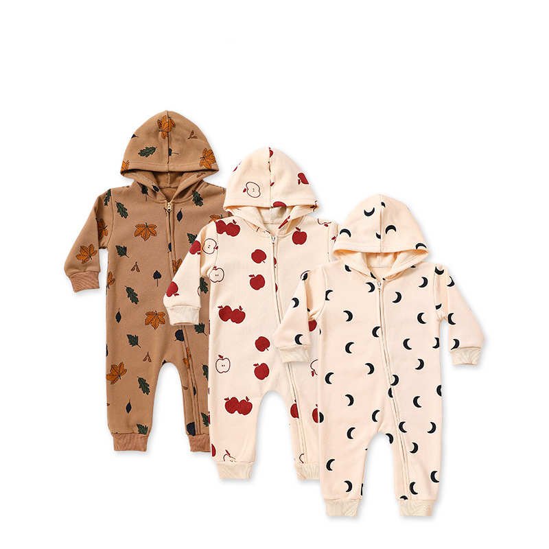 Baby Print Hooded Jumpsuit Romper