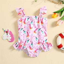 Cute Flamingo Print Strappy One-piece Swimsuit