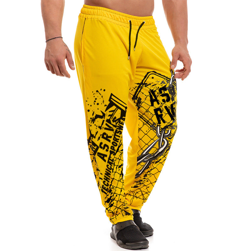 Summer Men's Casual Loose Plus Size Solid Color Printed Straight Sweatpants