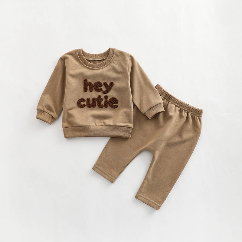 Baby Boys Fashion Rainbow Letters Long Sleeve Sweater Trousers