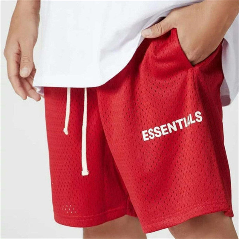 Muscle Sports Fitness Double Line Mesh Drawstring Alphabet Five-point Pants Men's Shorts