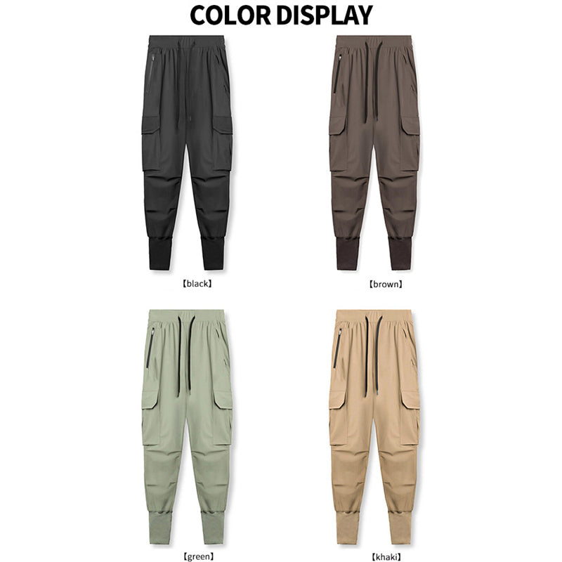 Summer Thin Men's Ice Silk Straight Sports Quick-drying Breathable Multi-pocket Casual Pants